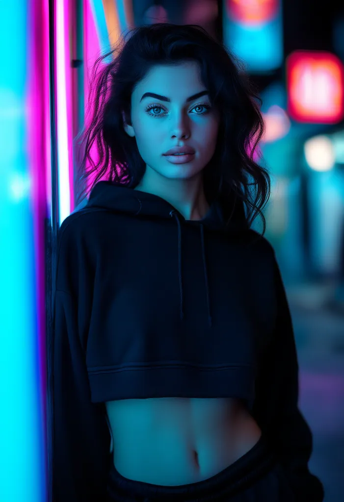 vera · neon street in the rain, crop top